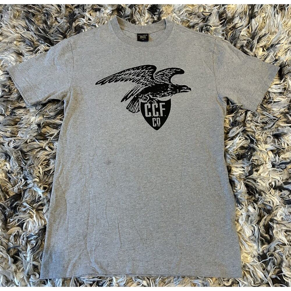 CC Filson Bald Eagle Made In USA T Shirt Size XS Gray
